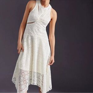 Anthropologie White Lace Midi Dress